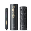 Fanttik E2 Ultra Precision Electric Screwdriver shown with its cylindrical carrying case and a single battery unit on a clean white background.