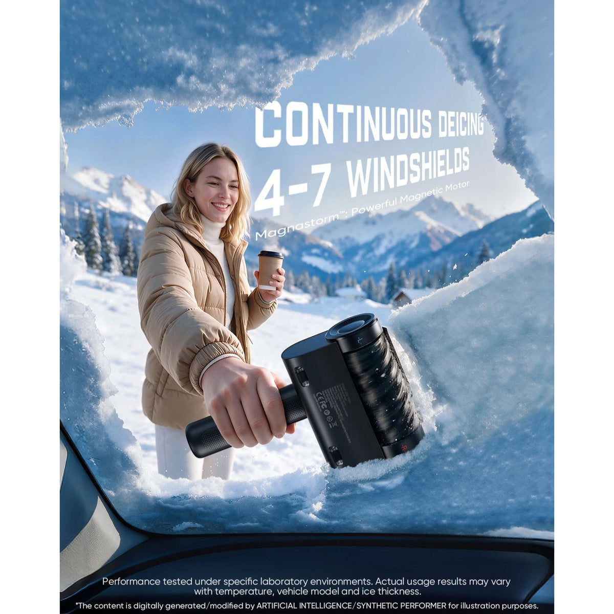 Equipped with the Magnastorm high-torque motor and a peak speed of 1100 RPM, it can clear frost from an area equivalent to 4–7 windshields. 