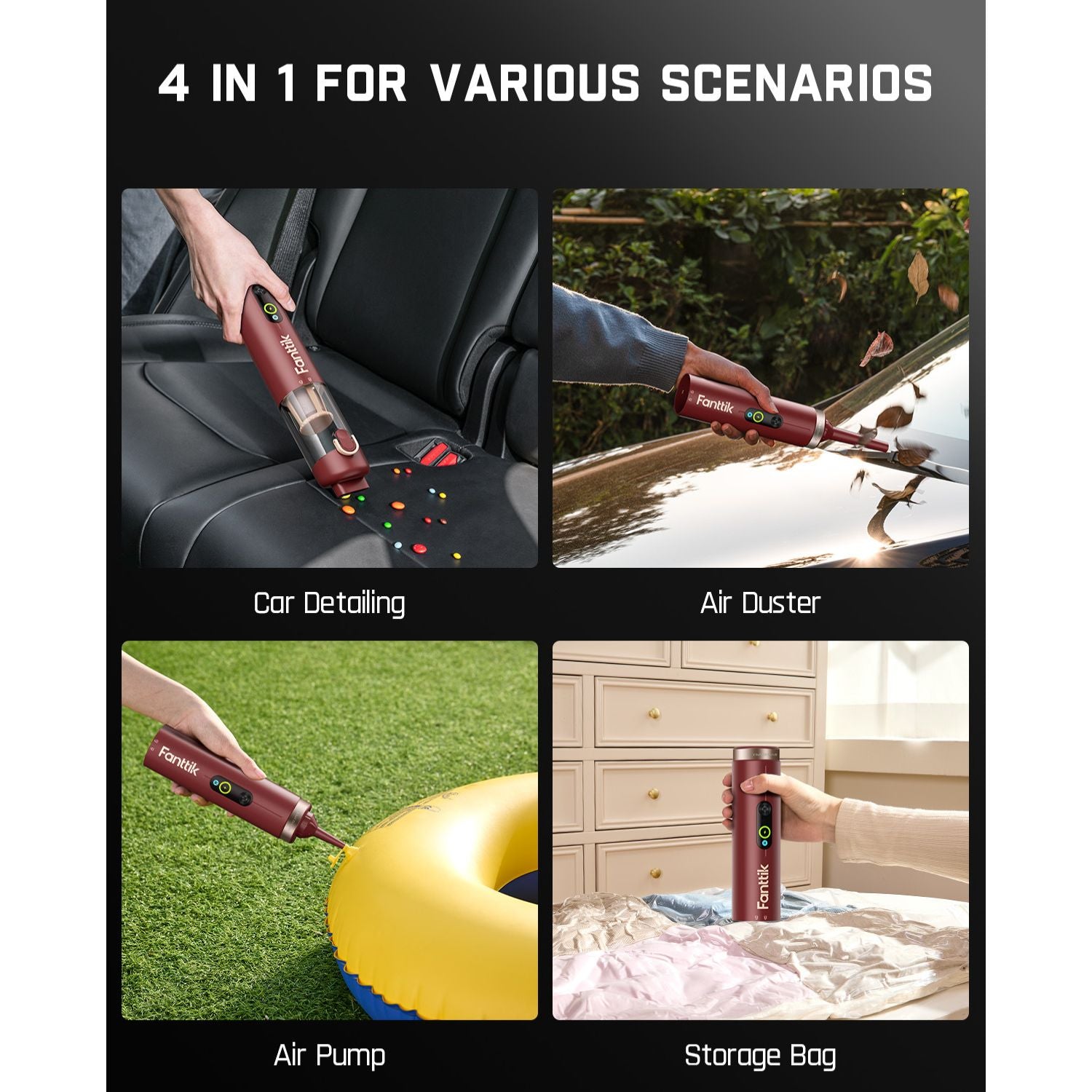 Fanttik Slim V10 Apex Cordless Car Vacuum - 4 in 1 Portable vacuum