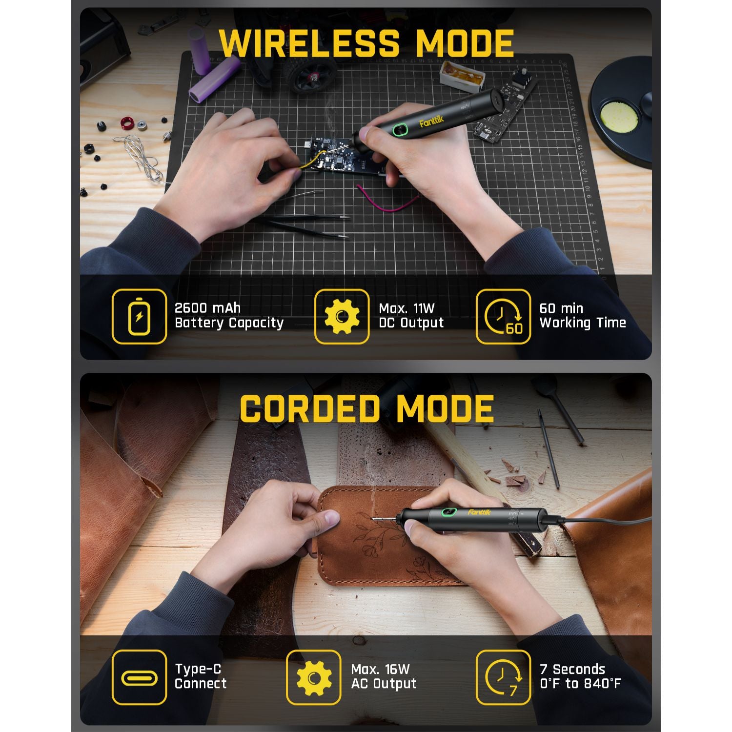 Fanttik T1 Max Soldering Iron Kit, Cordless Soldering Iron, 7 Seconds Fast Heating(390°F-840℉), Auto Sleep, 4 Precision Soldering Tips(C210), 360° Swivel Stand, Soldering Iron for Precision Repair