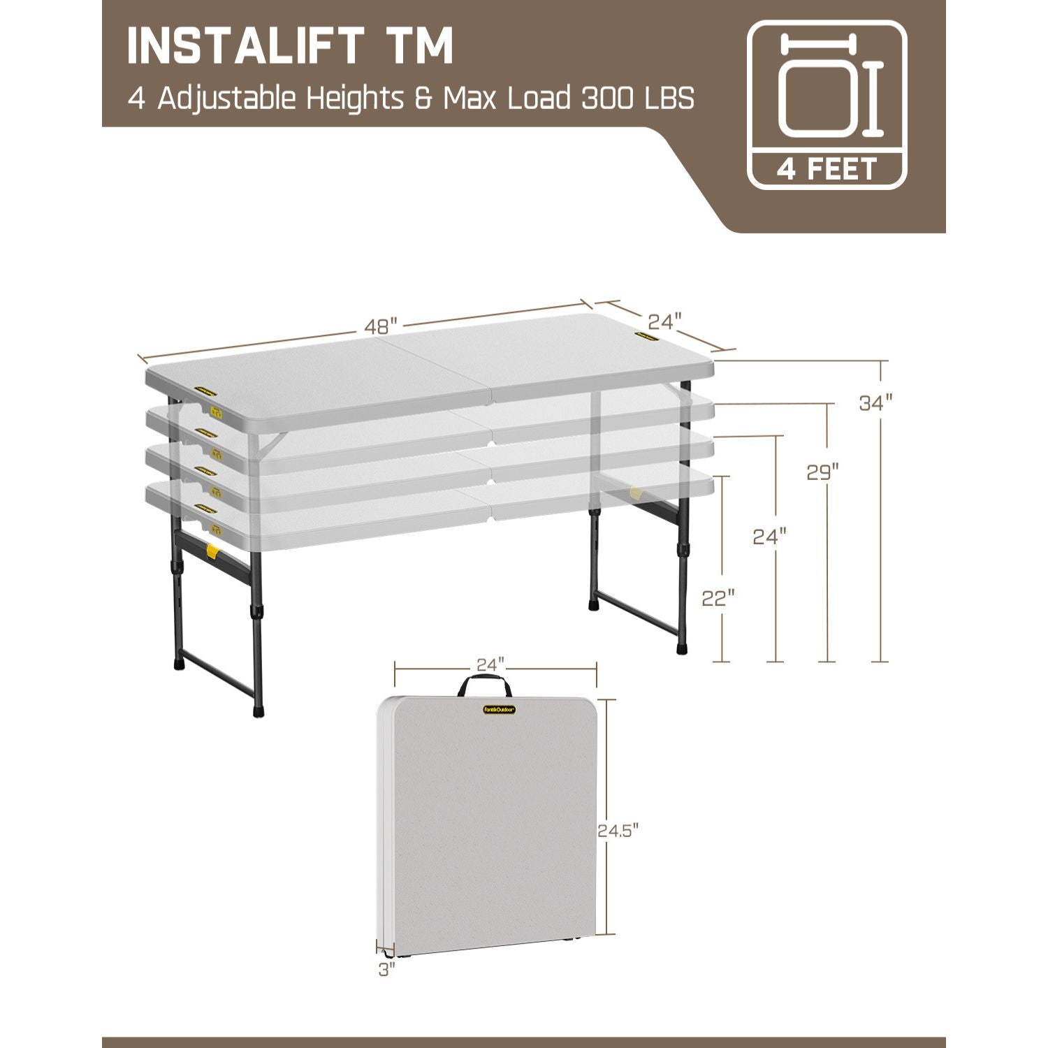 FanttikOutdoor Zeta X4 Pro 4ft Portable Folding Table