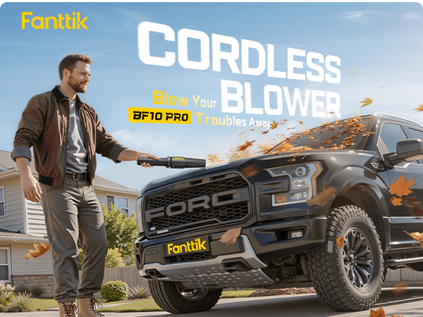 Fanttik BF10 Pro Cordless Leaf Blower, 80000RPM Cordless Blower, Type-C Fast Charging, Lightweight Electric Leaf Blower with 3 Gears Adjustable, Blowers for Car, Blowing Leaves, Snow and Dust