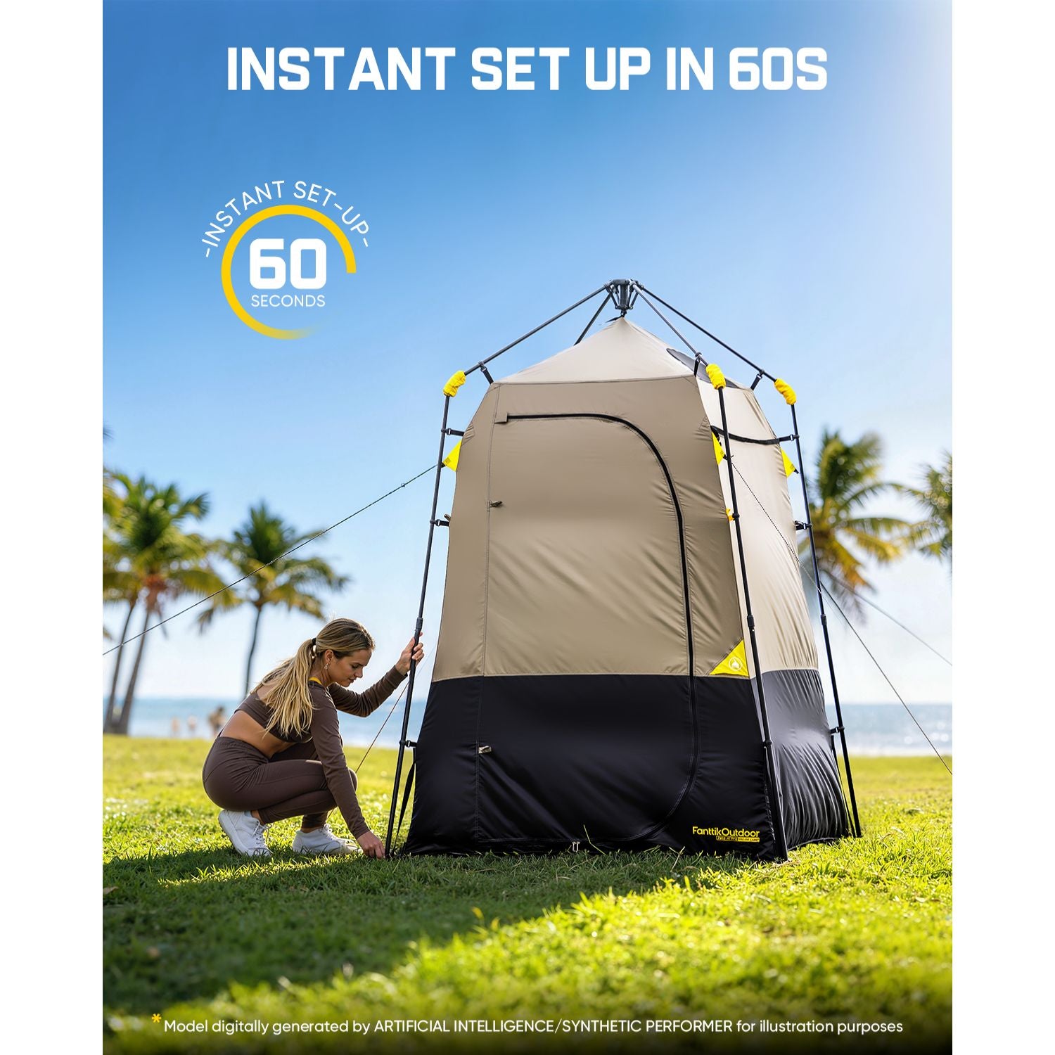 FanttikOutdoor Zeta A1 Pro Shower Tent - Set-up in 60s