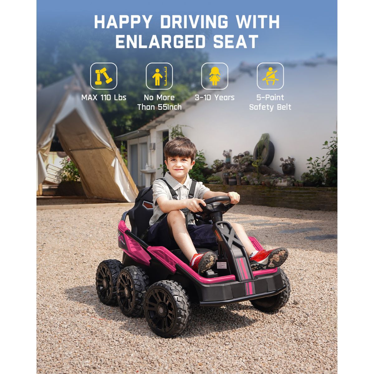 24V Ride on Toys for Big Kids, 6 Eva Wheels UTV, 4x75W 5.9MPH Powerful Electric Car, 4WD/2WD Switch, Parent Remote, 4 Shock Absorbers, Ideal Gift for Kids Ages 3+, MER-X Pro Pink