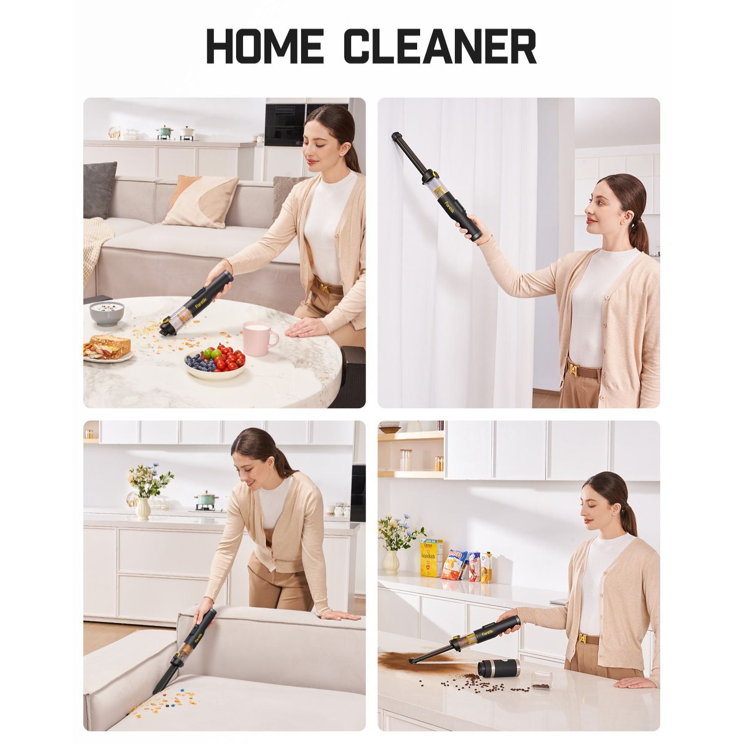 Fanttik Slim V10 Lite Cordless Handheld Vacuum, 0.98lb Lightweight with All-in-One Base Design, 12000Pa Suction & Smart LED Light, Portable Mini Vacuum Cleaner for Kitchen Table, Sofa, Car