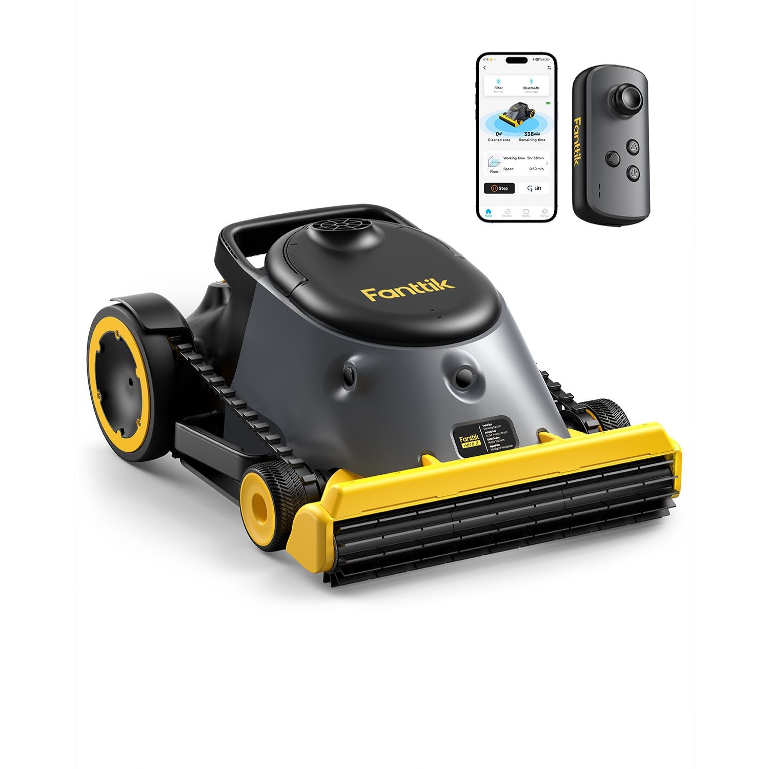 Fanttik Aero X Cordless Robotic Pool Vacuum Cleaner, AdapDrive Active Invert Brush, 4x Efficiency, APP & Remote Control, Clean Floor, Walls, and Waterline, for Above & In-Ground Pools up to 5382 sq.ft