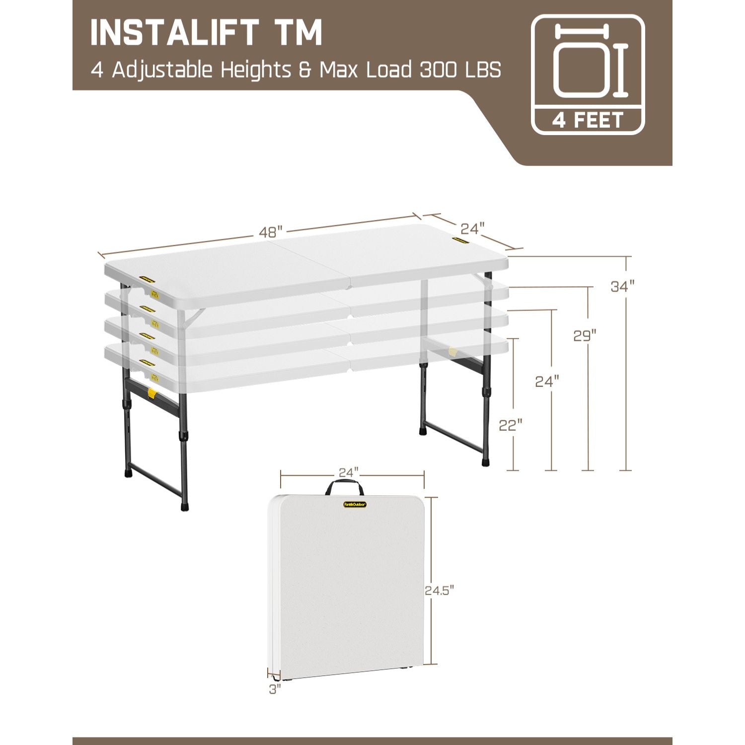 FanttikOutdoor Zeta X4 Pro 4ft Portable Folding Table