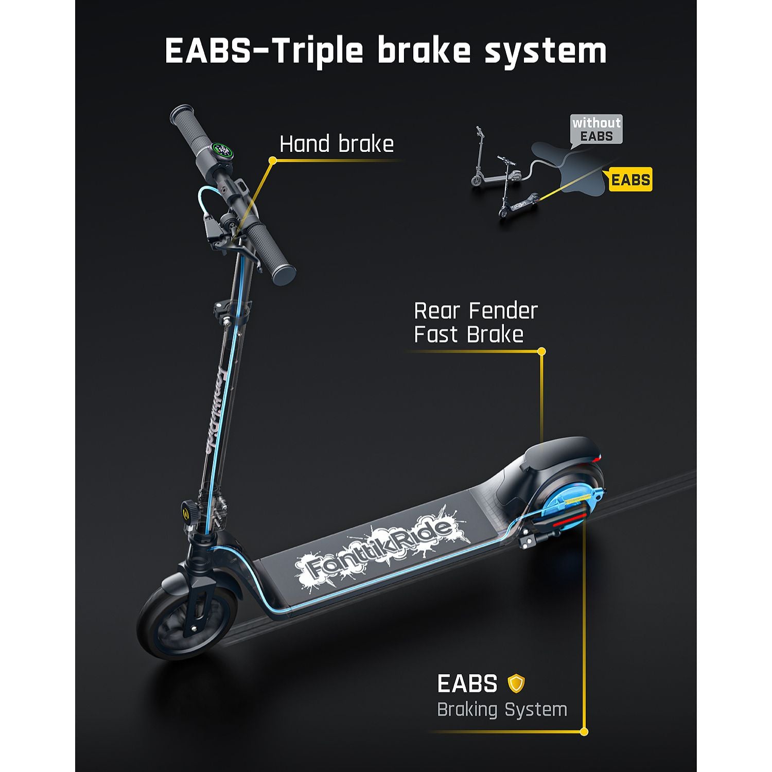 FanttikRide T10 Electric Scooter for Kids,LED Battery Level,7/10/12 MPH, Height Adjustable and 45W Fast Charging, Foldable Electric Scooter for Kids 4.3-5.6 ft, Foldable E-Scooter