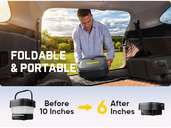 Fanttik NB10 Fold Cordless Electric Pressure Washer, Foldable Sprayer Washer w/3.2gal Tank, HD LED Display, 5-in-1 Nozzle, Max 220PSI, with Camping Light, Type-C Charging, for Patio, Camping