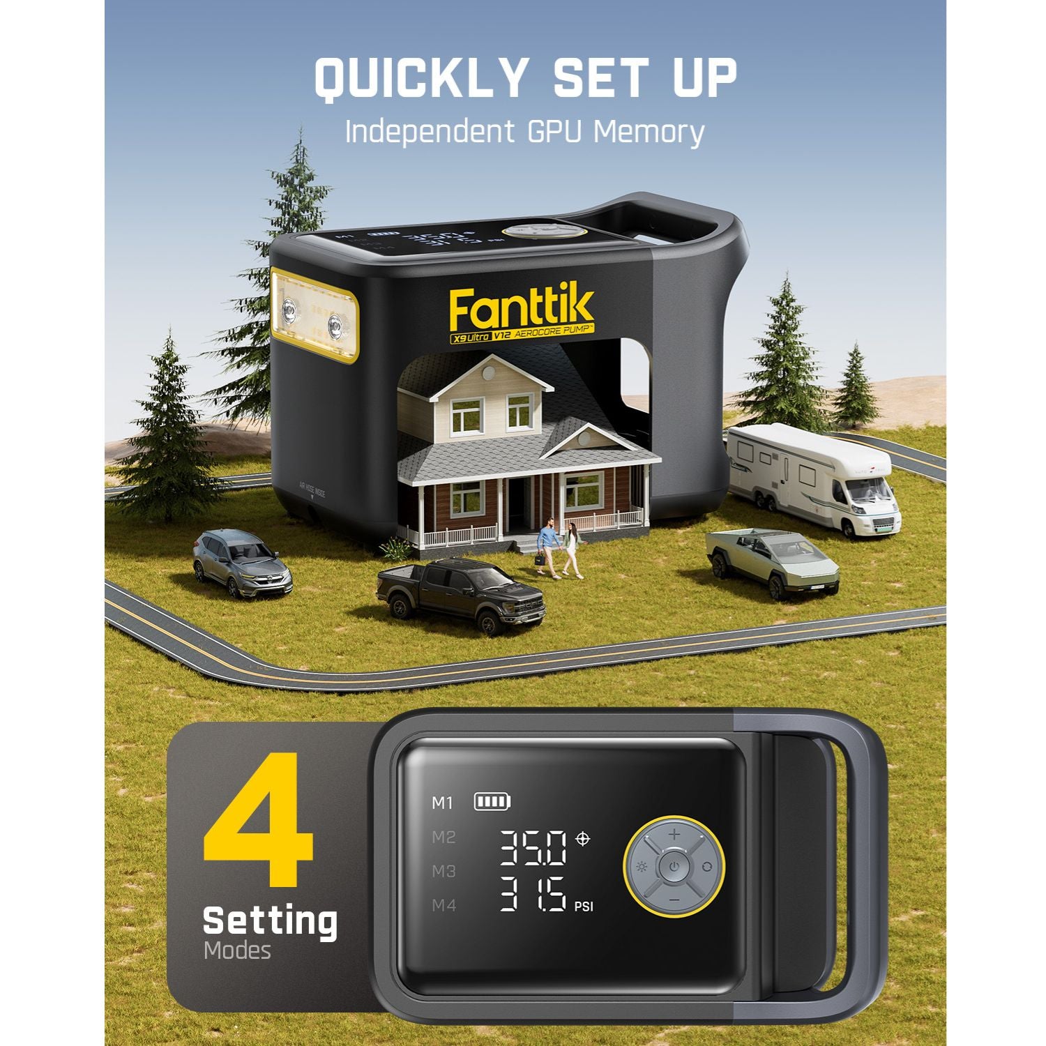 Fanttik X9 Ultra™ Tire Inflator and V10 Apex Foldable Car Vacuum