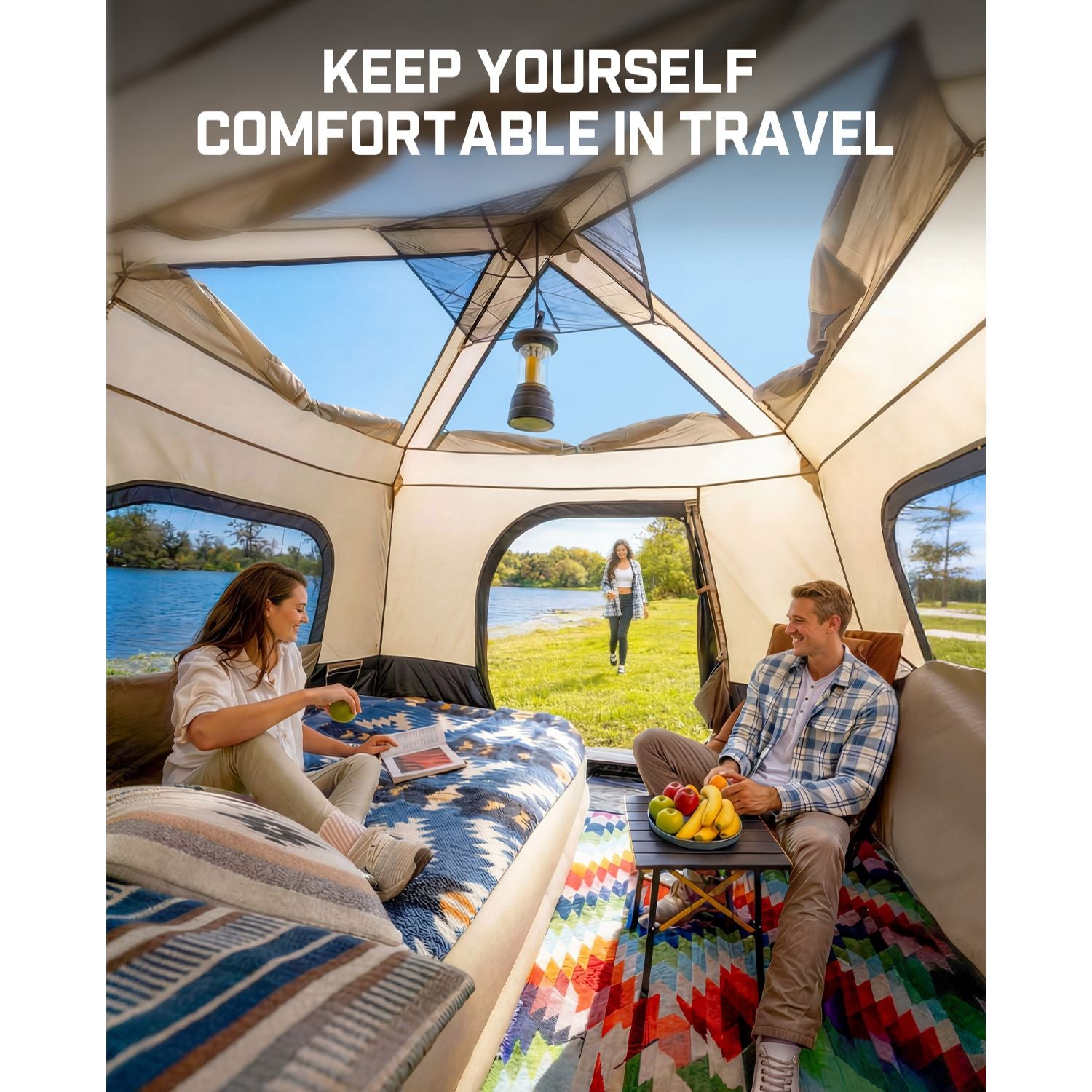 FanttikOutdoor Beta C6 Apex SUV Tent 6 Person Instant Cabin Car Tent Setup in 60 Seconds with Rainfly & Windproof Portable with Carry Bag for Family Camping, Upgraded Ventilation, Khaki