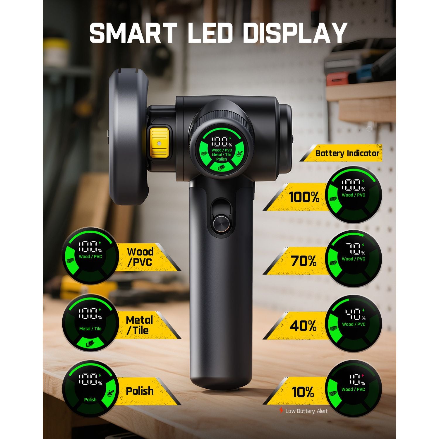 Fanttik M10 ACE Cordless Angle Grinder Brushless, 3 Inch Compact Cut Off Tool with LED Display, 3 Variable Modes, Double Security, Type-C Fast Charging, 10000RPM Mini Cutter with 4 Blades