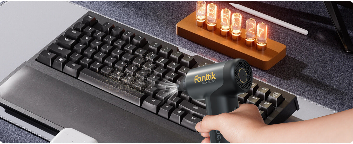 Fanttik B8 Ace Electric Air Duster, Cordless Air Duster, 110000 RPM Brushless Motor, Max.100M/S Flow Rate, 2600mAh Rechargeable Battery, LED Light, Dust Blower for Keyboard, PC Fans & Housing, Cabinet