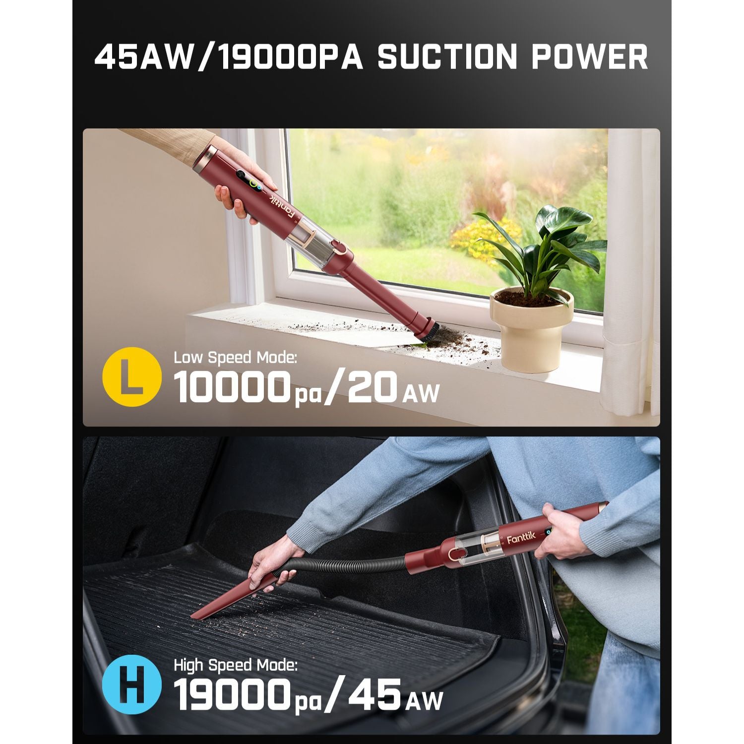 Fanttik Slim V10 Apex Cordless Car Vacuum - 4 in 1 Portable vacuum