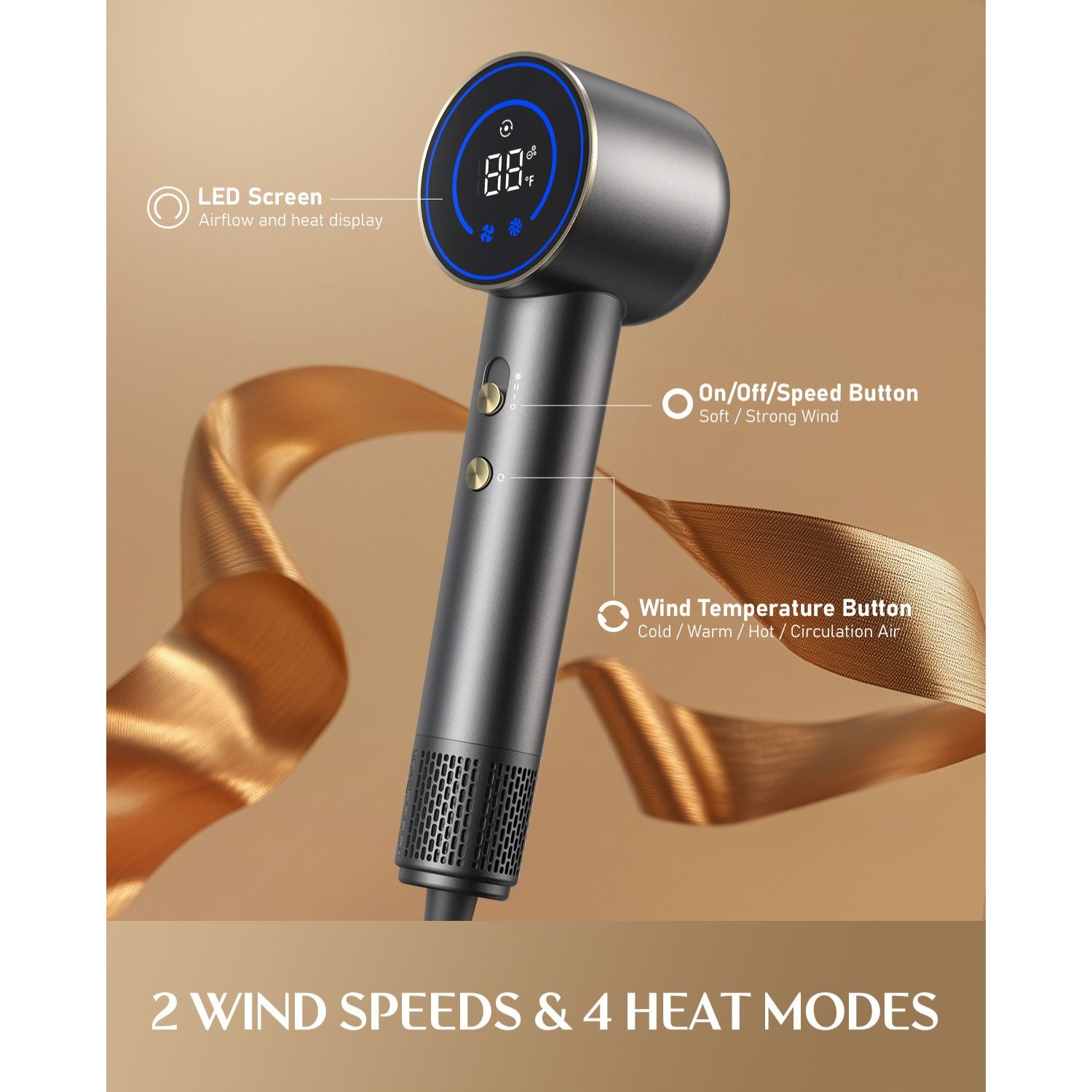 Brushless Ionic outlet Hair Dryer with Display Screen