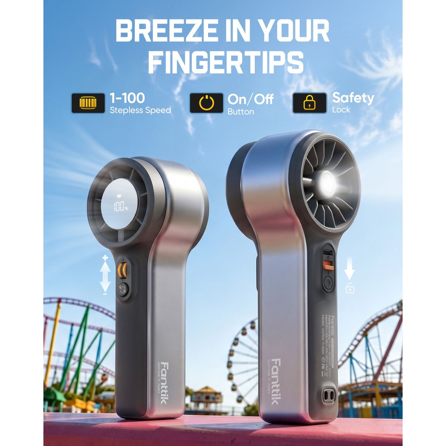 Fanttik GoFlow11 Apex Portable Handheld Fan - 30H Max Cooling