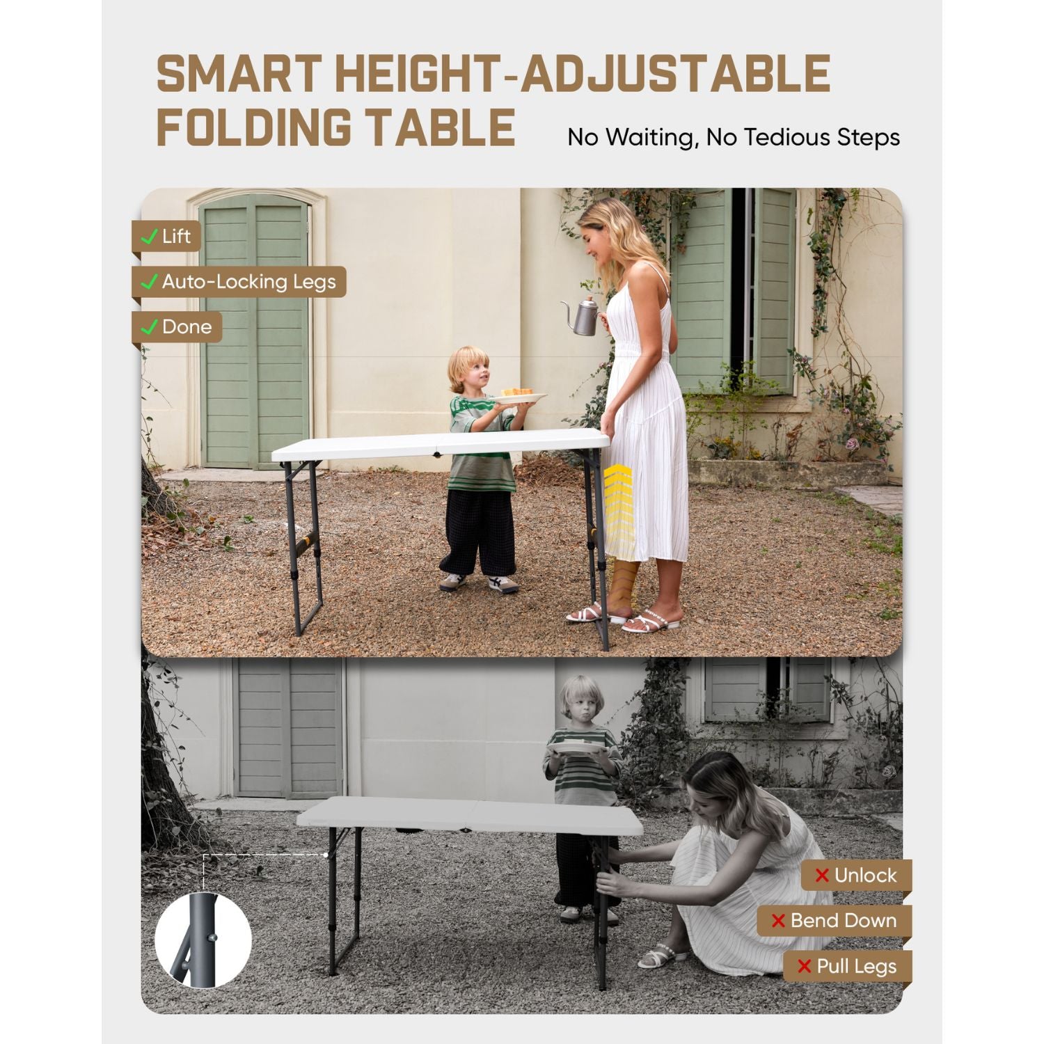 FanttikOutdoor Zeta X4 Pro 4ft Folding Table (2-Pack)
