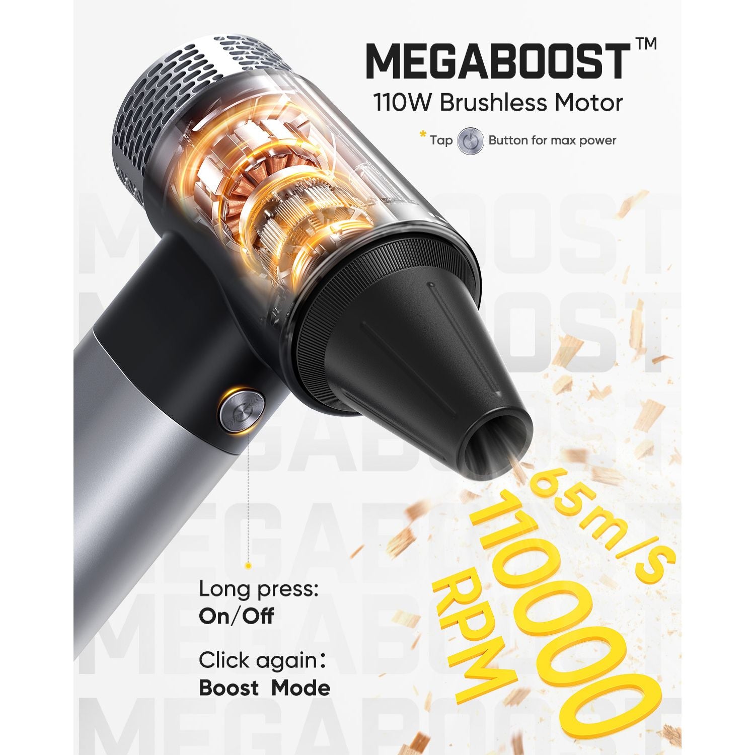 Fanttik Gust B11 Mix 2-in-1 Electric Air Duster & Fan, Dust Blower, 110000RPM Brushless Motor, Compressed Air Duster, 100 Stepless Gears, One-tap Booster, Electric Duster for PC, Electronics, Outdoor