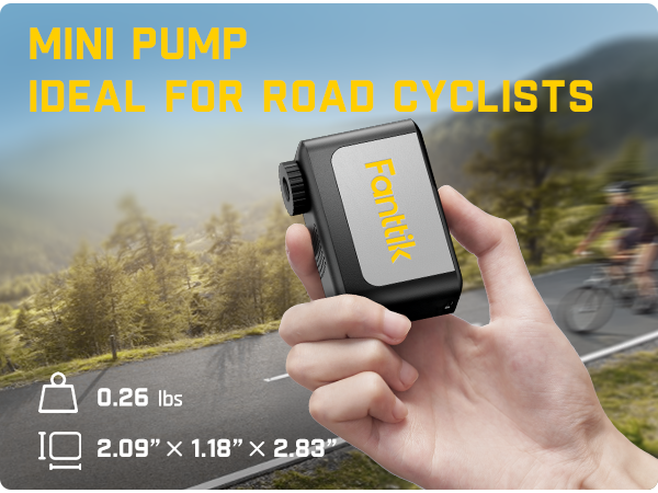 Fanttik X10 Ace Mini Tiny Bicycle Pump with Gauge, 120PSI Electric Bike Pump with Presta and Schrader Valve, Auto Stop, Fast Inflation for Road Bike, MTB, Bicycle Motocross, E-Bike
