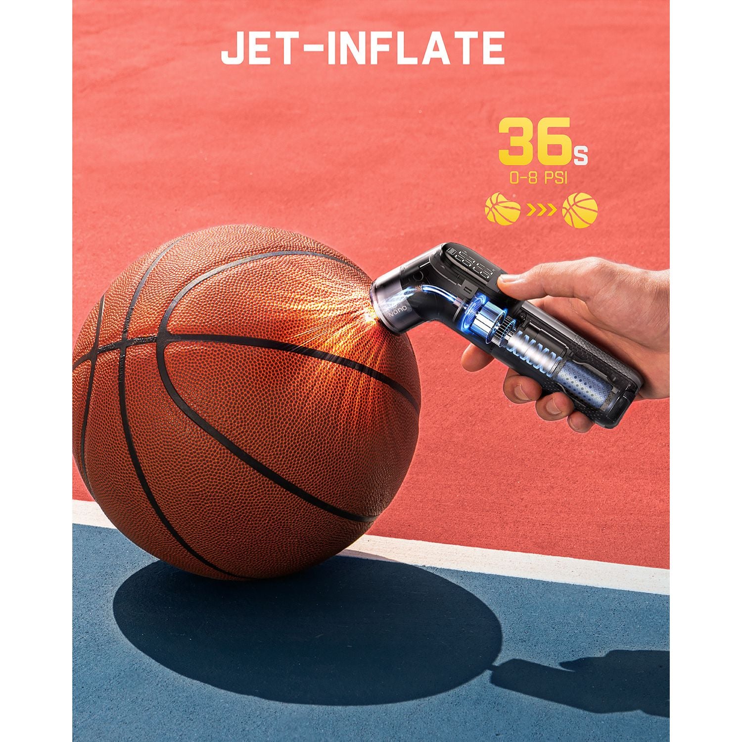 Fanttik X10 Nano Electric Ball Pump Inflation and Deflation, Ultra Fast Inflation with Precise Pressure Gauge, Ball Pump for Basketball, Soccer, Football, Volleyball (Max 19.9PSI)