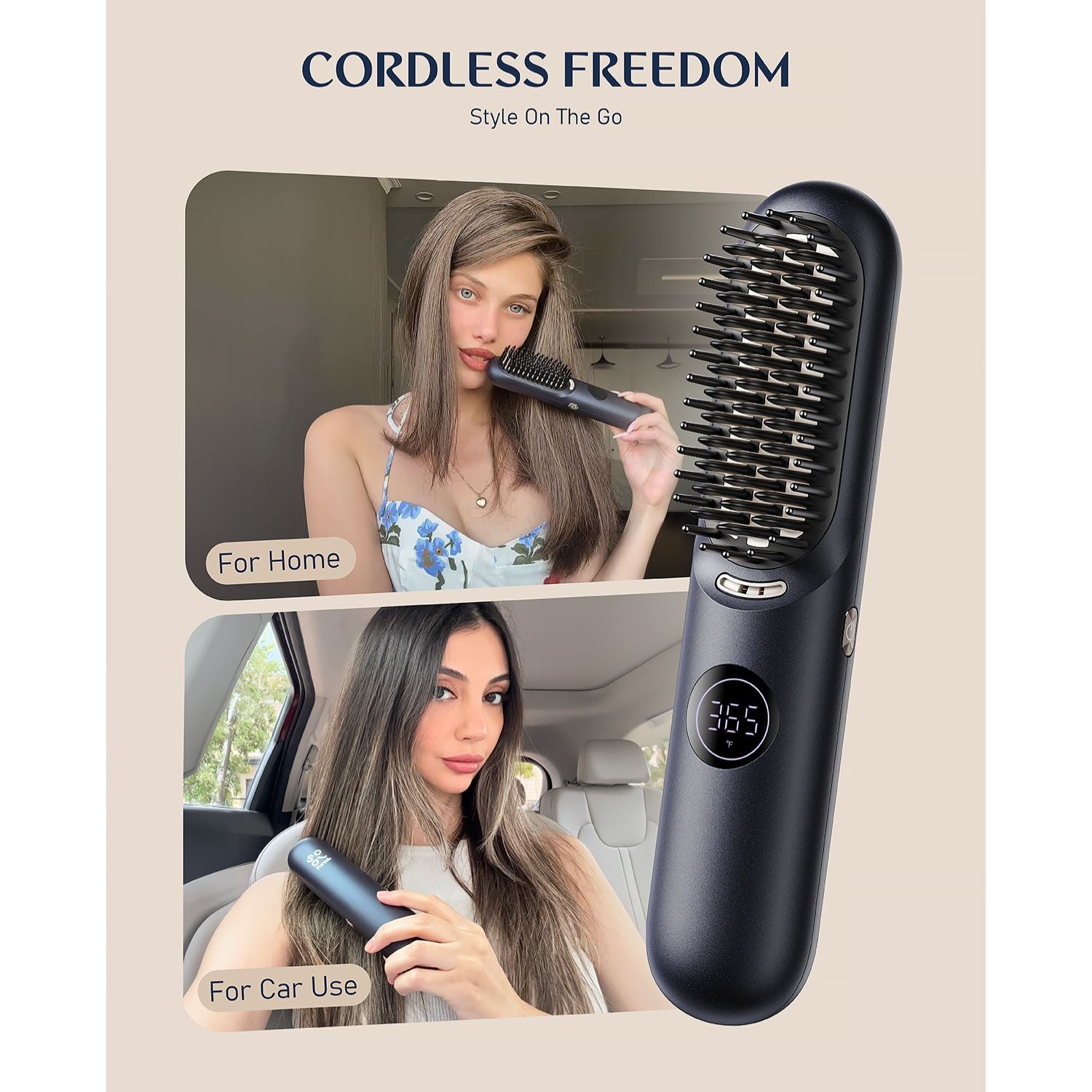 FanttikSolo I10 Apex Hair Straightener Brush, Cordless Straightening Brush with 113% Larger Heating Area & LED Temperature Display, Ceramic Coating & Ionic Technology, Safe Mode for Frizz-Free Shine