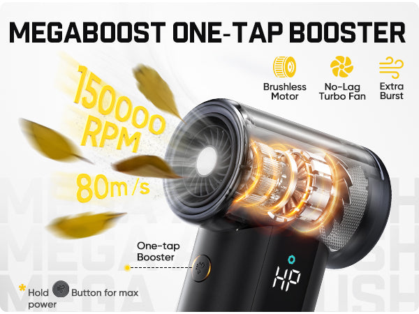 Fanttik Gust B11 Pro Max Electric Air Duster, 150000RPM Brushless Motor, Compressed Air Duster, 100 Gears Adjustable, One-tap Booster, 28.08Wh Rechargeable Battery, Electric Duster for PC, Car, House