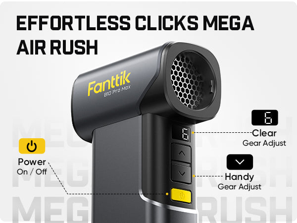 Fanttik B10 Pro Max Electric Air Duster, 130000RPM Brushless Motor, Compressed Air Duster, 6 Gears Adjustable, 28.8Wh Rechargeable Battery, Electric Duster for PC, Keyboard, Electronics and Workbench