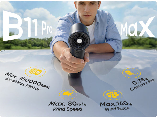 Fanttik Gust B11 Pro Max Electric Air Duster, 150000RPM Brushless Motor, Compressed Air Duster, 100 Gears Adjustable, One-tap Booster, 28.08Wh Rechargeable Battery, Electric Duster for PC, Car, House