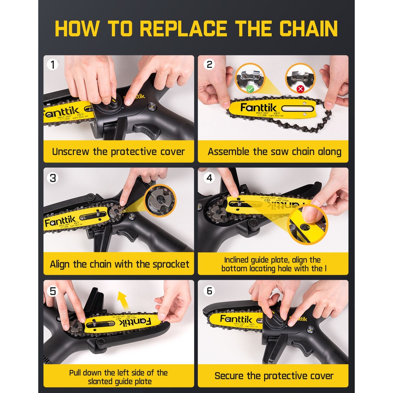 Fanttik W101 4-inch Chain for W10 APEX Mini Chainsaw