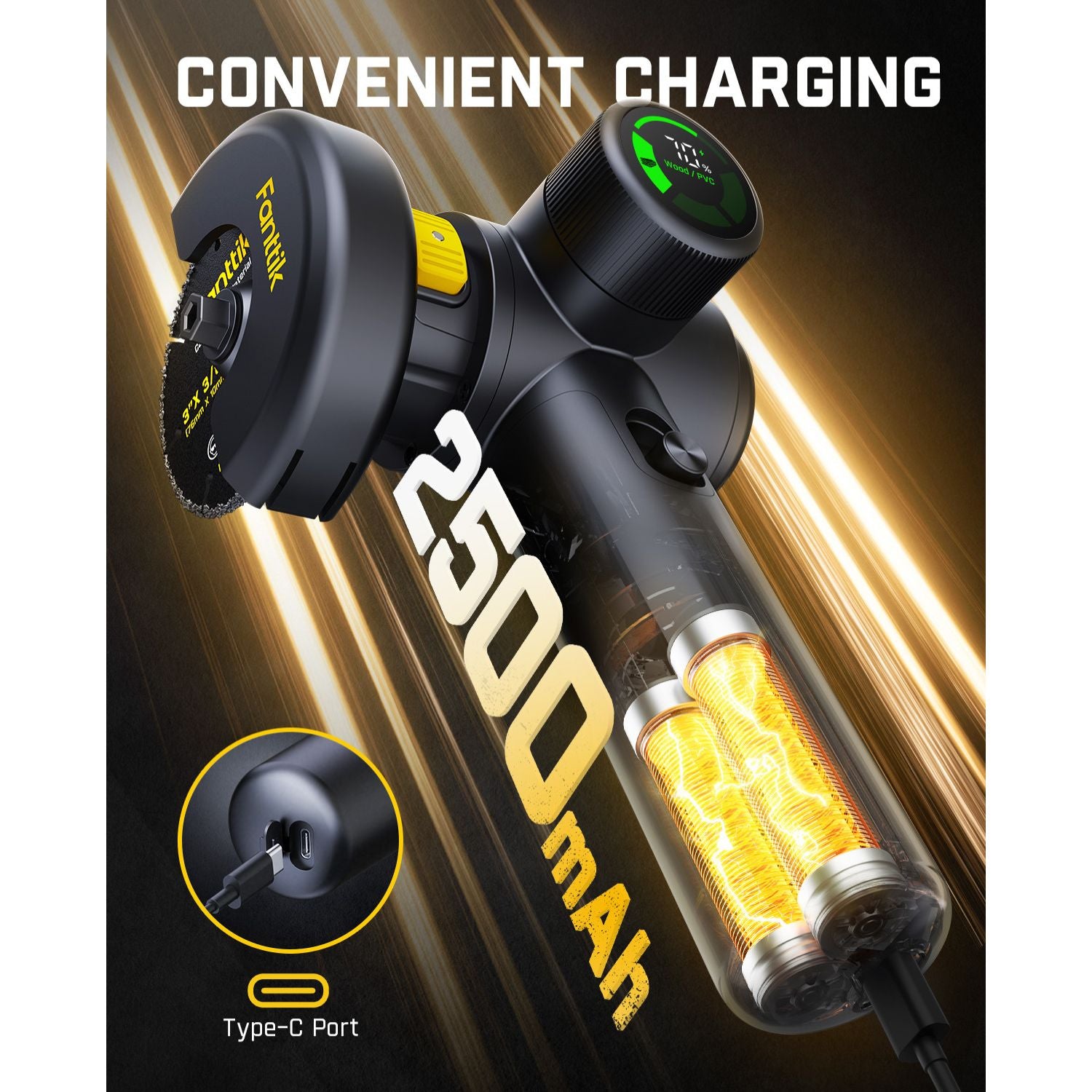 Fanttik M10 ACE Cordless Angle Grinder Brushless, 3 Inch Compact Cut Off Tool with LED Display, 3 Variable Modes, Double Security, Type-C Fast Charging, 10000RPM Mini Cutter with 4 Blades