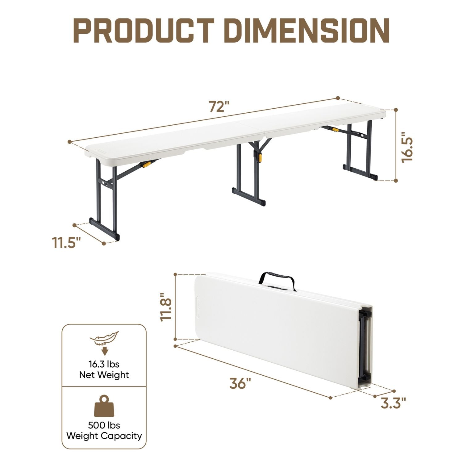 FanttikOutdoor 6ft Plastic Folding Bench with Safety Lock Carrying Handle, Portable Indoor Outdoor Bench for Party, Dining, Camping, Garden, Soccer Activities, No Assembly, 1 Pack, White Zeta I6 Pro