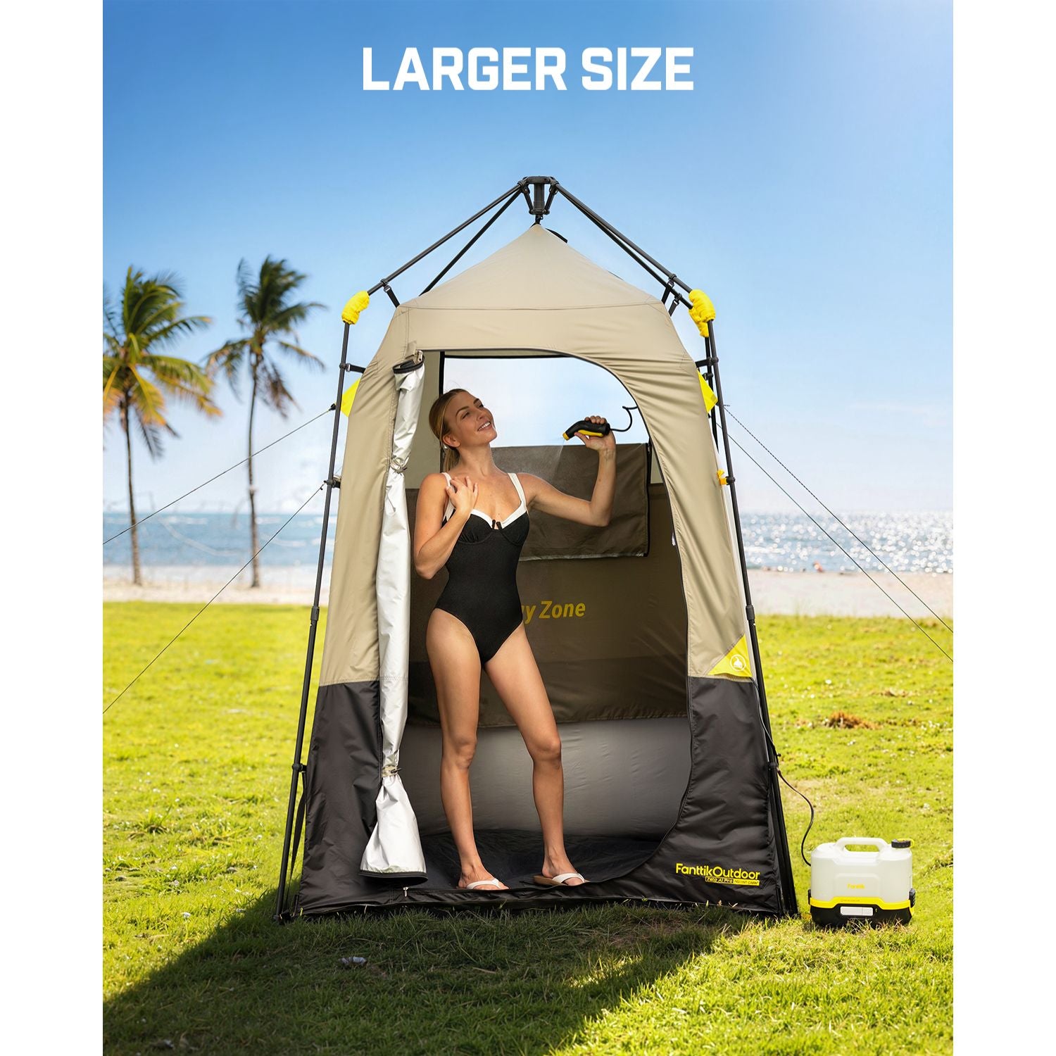 FanttikOutdoor Zeta A1 Pro Shower Tent, Instant Setup in 60 Seconds with Rainfly & Windproof, Portable with Carry Bag for Family Camping, Privacy Shelters Upgraded Ventilation