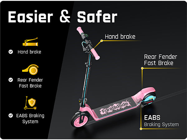 FanttikRide T10 Electric Scooter for Kids,LED Battery Level,7/10/12 MPH, Height Adjustable and 45W Fast Charging, Foldable Electric Scooter for Kids 4.3-5.6 ft, Foldable E-Scooter