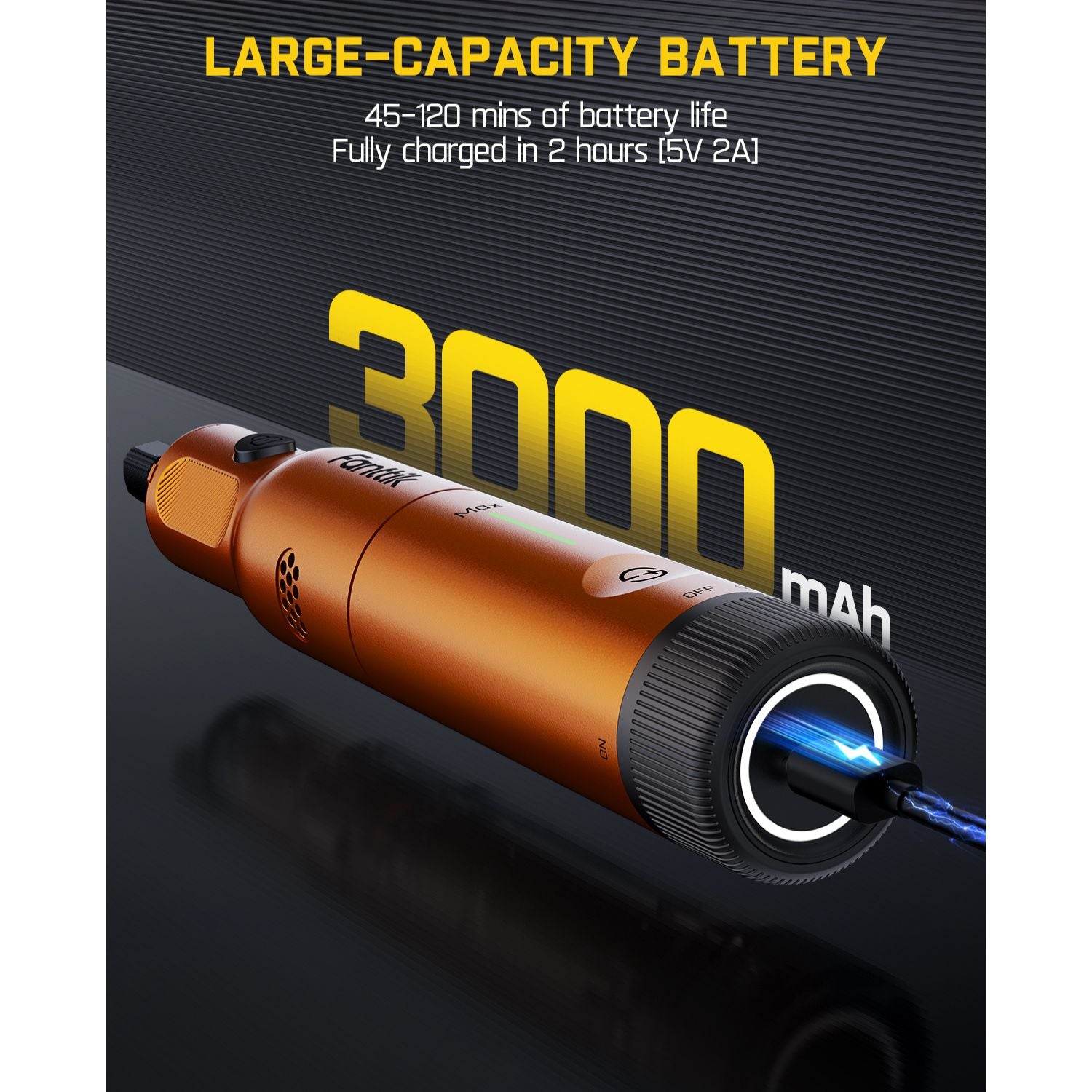 Fanttik F2 PRO cordless rotary tool with 3000mAh battery, 45-120 mins life, charging cable