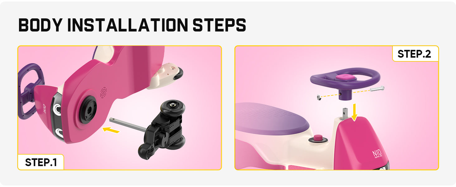 FanttikRide N10 Pro Electric Wiggle Car with Pedal, Type-C Rechargeable Battery, One-Click Detachable Mop, GlideWiz, Anti-Rollover, Flashing Wheels, Bluetooth, Ages 3+, 150 Lbs