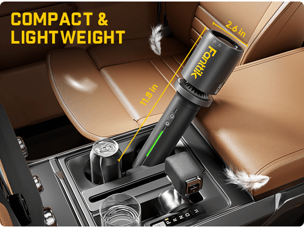 Weighing just 1.72 lbs—lighter than 2 cans of soda—it handles effortlessly with one hand even during extended use. The space-saving design fits perfectly in your glove box or gear bag, ready for any cleaning challenge