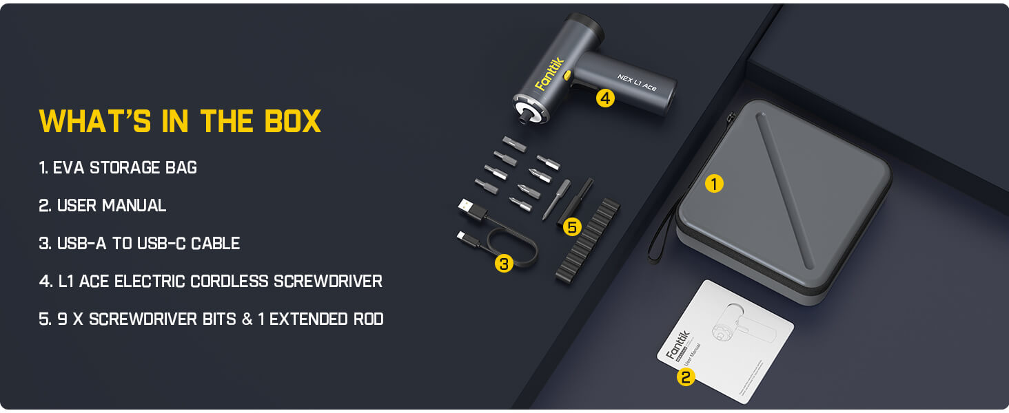 Fanttik L1 Ace Cordless Power Screwdriver, Electric Screwdriver Kit with EVA Storage Bag