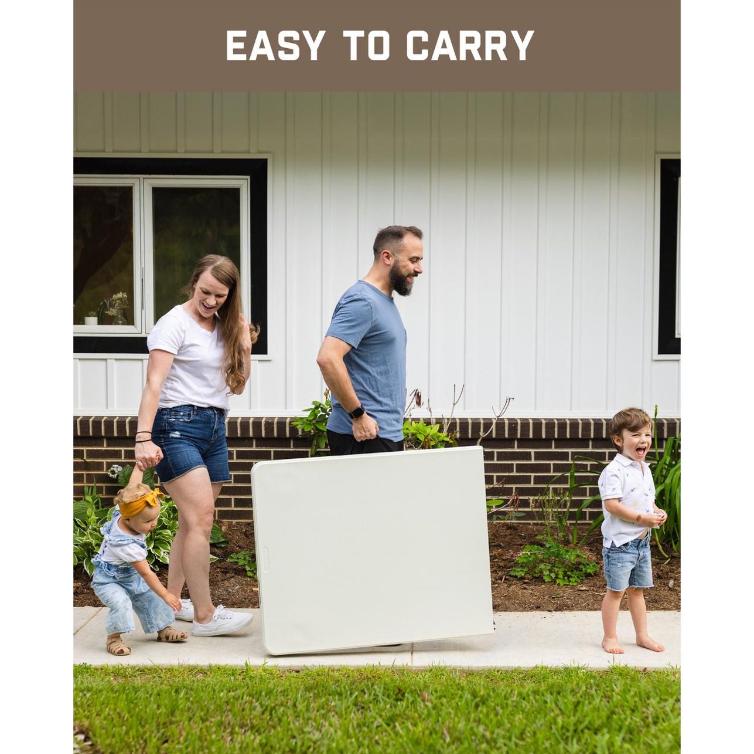FanttikOutdoor 6ft Portable Folding Table, 3 Heights, One-Handed Height Adjustment, Gravity Lock, Carry Handle, Indoor Outdoor Heavy Duty Fold-in-Half Utility Table, Party, Granite White Zeta X6 Pro