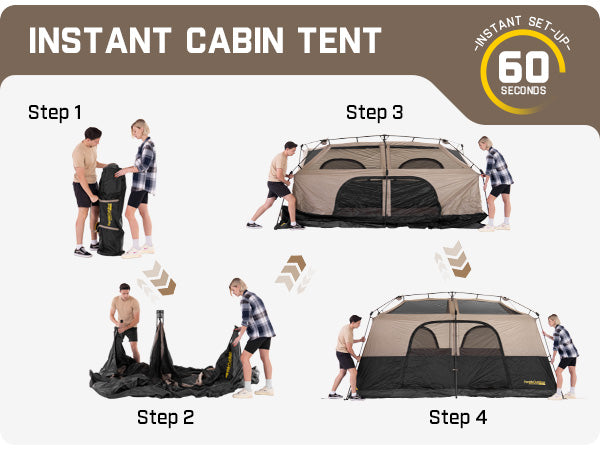 FanttikOutdoor Instant Cabin Tent 10 Person Camping Tent Setup in 60 Seconds with Rainfly & Windproof Portable with Carry Bag for Family Camping & Hiking, Upgraded Ventilation