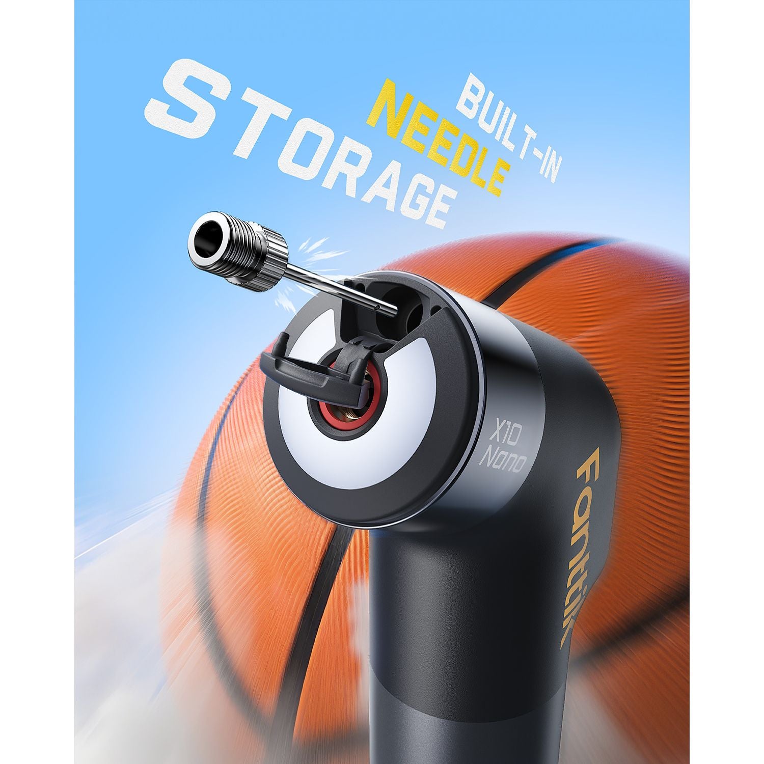 Fanttik X10 Nano Electric Ball Pump Inflation and Deflation, Ultra Fast Inflation with Precise Pressure Gauge, Ball Pump for Basketball, Soccer, Football, Volleyball (Max 19.9PSI)
