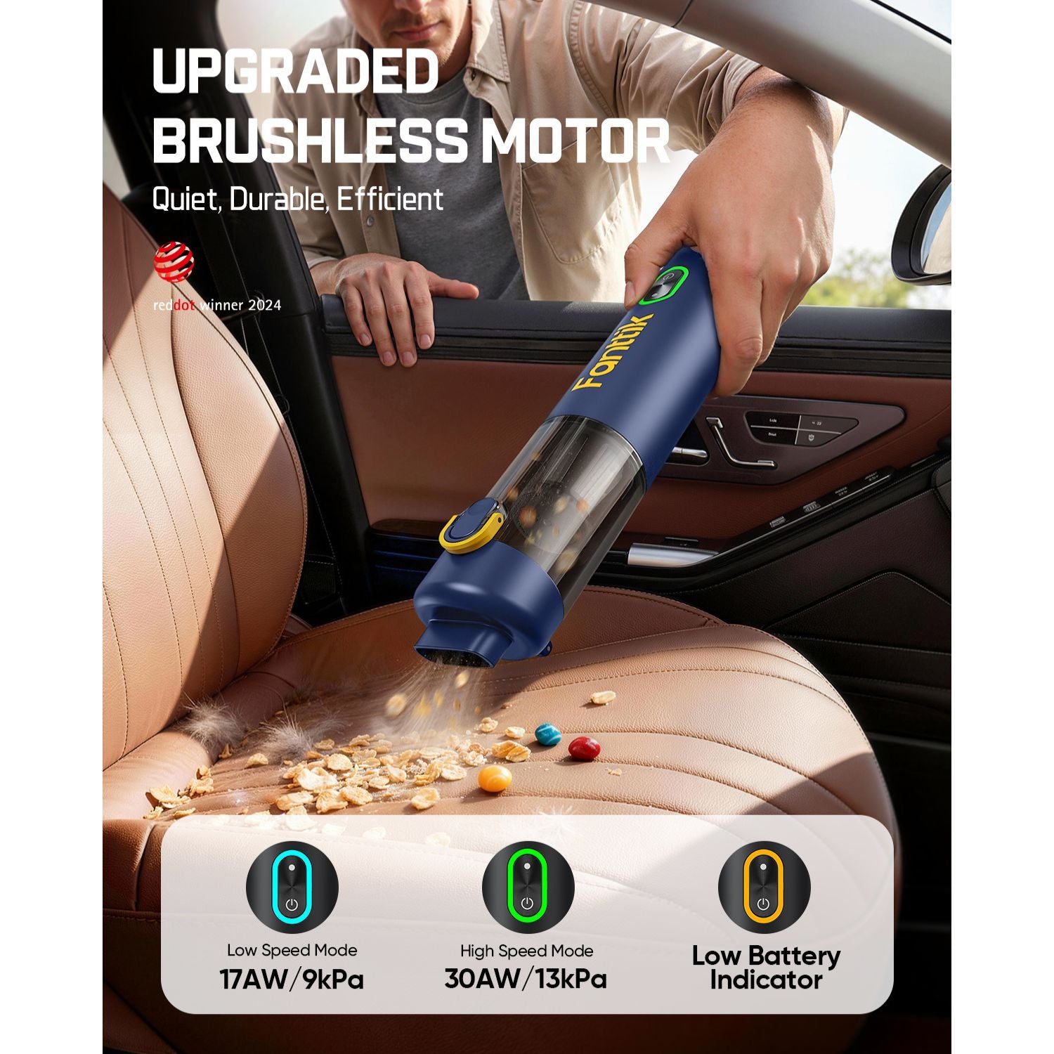 Fanttik V8 Mate Upgraded Cordless Car Vacuum-Blue