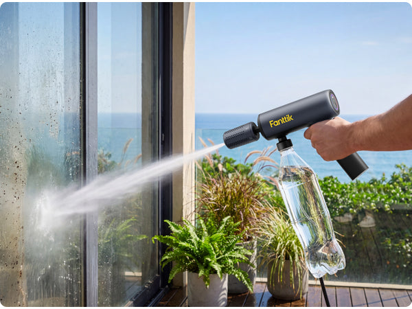 Fanttik NB10 Flip Portable Pressure Washer Gun, Foldable Cordless Pressure Washer Sprayer, Multi-Scenario Compatibility, 5-in-1 Nozzle, HD LED Display and Type-C Charging, for Patio, Camping, Bicycles