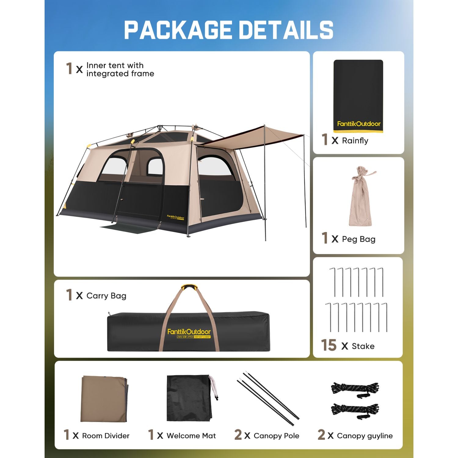 FanttikOutdoor Zeta C8/C10 Apex Camping Tent-Instant Tent