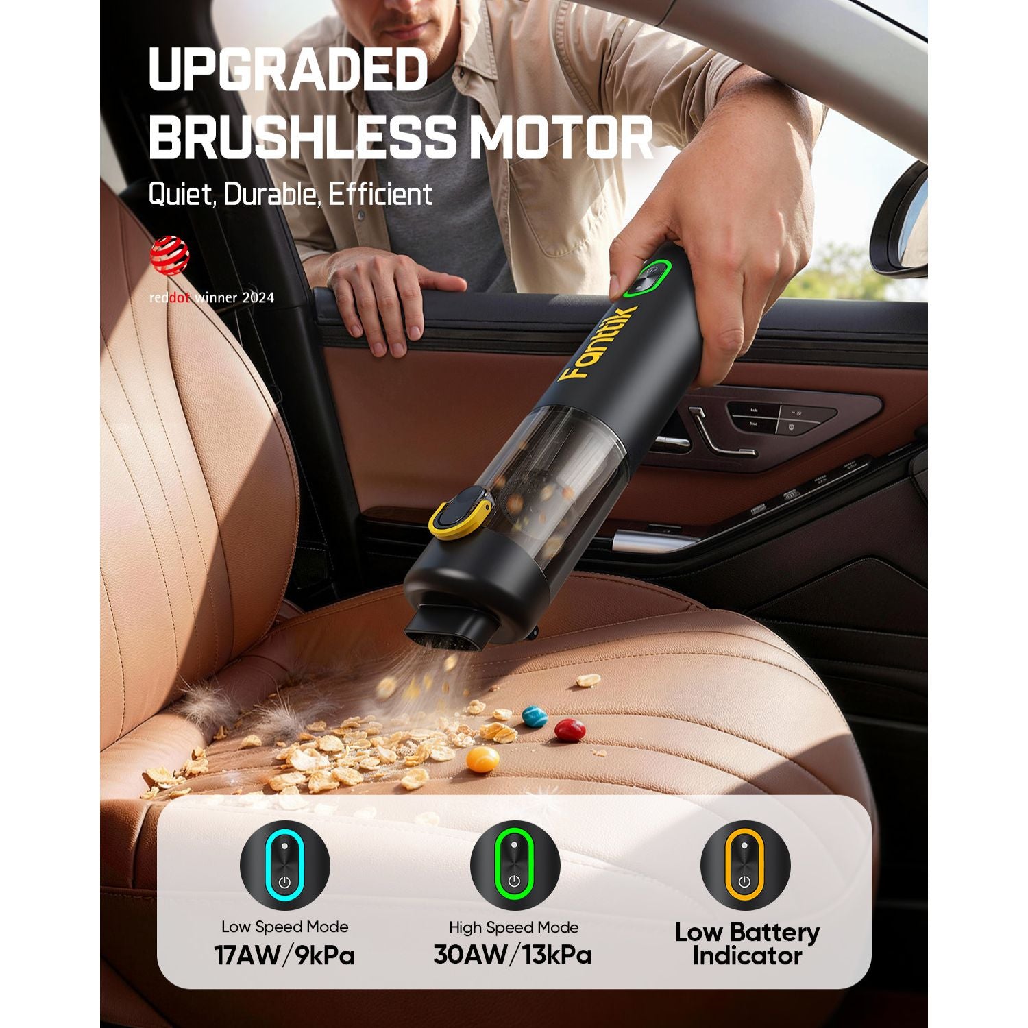 Fanttik V8 Mate Upgraded Cordless Car Vacuum-Black