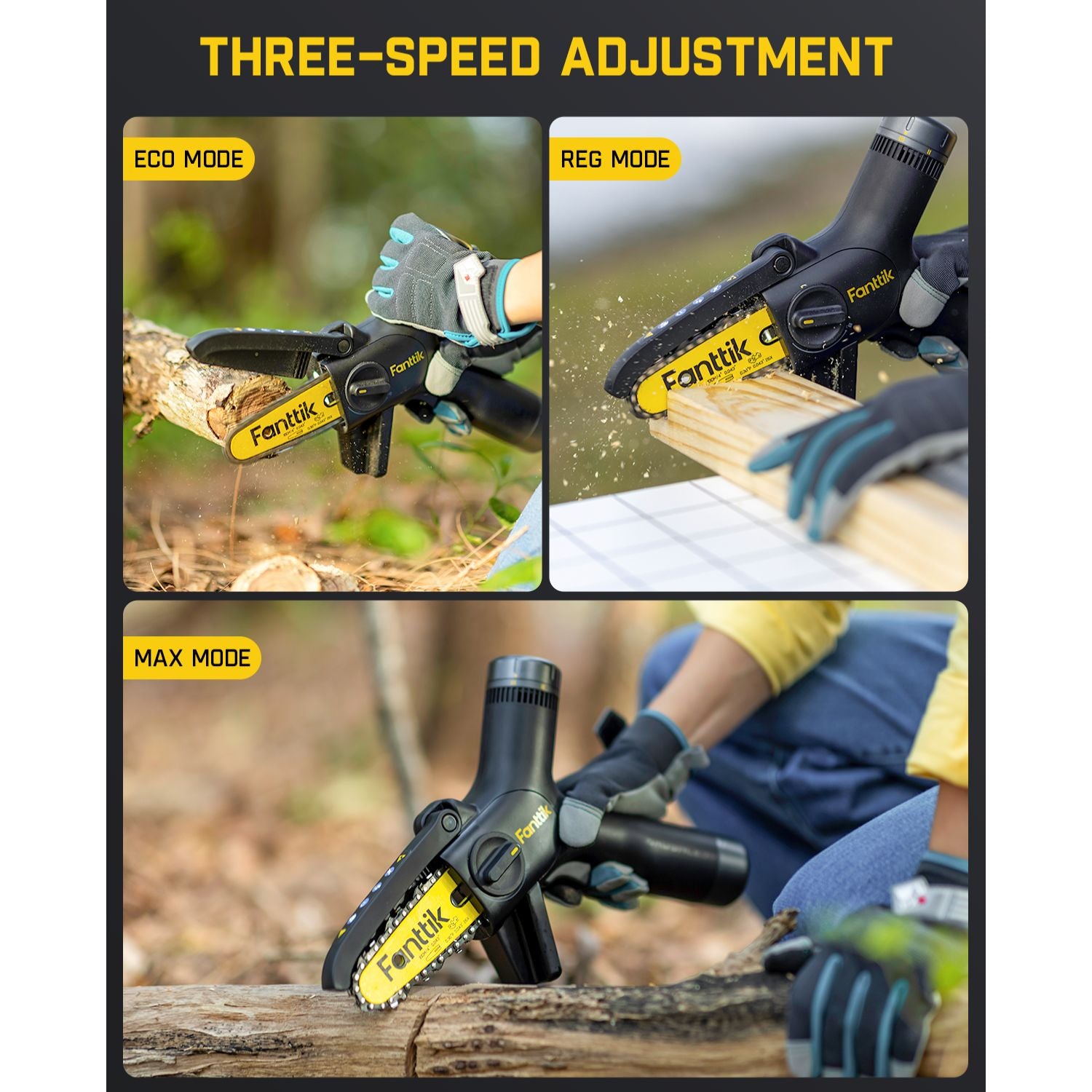 Fanttik W10 APEX Mini Chainsaw with LED Display, Brushless Motor, 2500 mAh, Handheld Electric Chainsaw Cordless for Tree Wood, Tools for Household and Garden