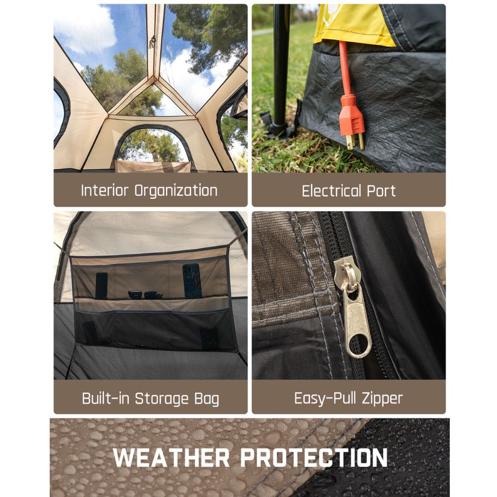FanttikOutdoor Zeta C6 Pro Max Instant Cabin Tent 6 Person Camping Tent Setup in 60 Seconds with Rainfly & Windproof Tent with Carry Bag for Family Camping & Hiking, Upgraded Tent