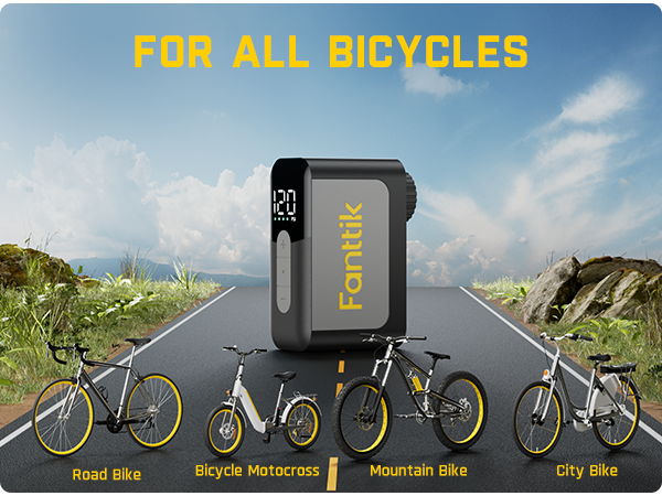 Fanttik X10 Ace Mini Tiny Bicycle Pump with Gauge, 120PSI Electric Bike Pump with Presta and Schrader Valve, Auto Stop, Fast Inflation for Road Bike, MTB, Bicycle Motocross, E-Bike