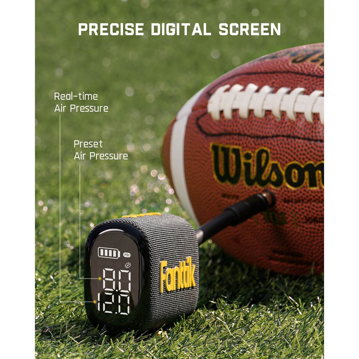 Switch to the 4 preset modes (Basketball, Soccer, Football and Volleyball preset ball pressures) with its intelligent wireless inflation, save time and effort, and focus on what matters-winning!