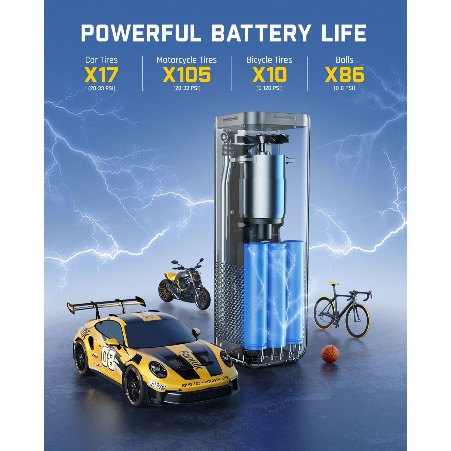 Fanttik X8 Apex Tire Inflator with Powerful Battery Life
