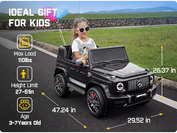 12V 10Ah Plus Size Licensed Ride on Car for Kids Ages 3-7, Electric Vehicle Ride on Toys w/Parent Remote, Wireless Music, Suspension System, Ideal Gift to Kids-AMG G63 Max